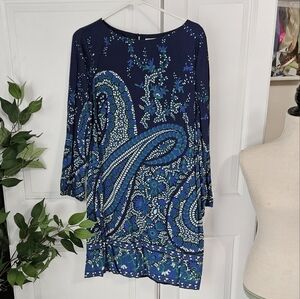 Elegant Blue Paisley Dress